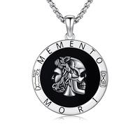 Memento Mori - Collana in argento sterling 925, Marcus Aurelius, con medaglie di teschio, per uomini, donne e ragazzi