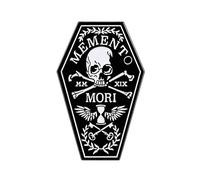 Memento Mori - Spilla smaltata a forma di bara, 3,5 cm x 2 cm, stile gotico, teschio, bara, in metallo, alternativa al mondo accademico, accessorio alla moda, regalo per giacche, zaini, cappelli e