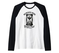 Memento Mori Tempus Fugit Latino Stoico Citazione Maglia con Maniche Raglan