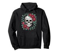 Memento Mori - Teschio con Rose, Stile Tatuaggio Gotico Vintage Felpa con Cappuccio