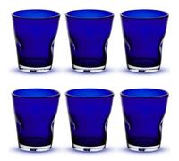 MEMENTO Set 6 Bicchieri Acqua Colorati Dune, in Pasta di Vetro 370 ml, Bicchieri da Tavola Moderni e Colorati (Blu)