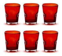 MEMENTO Set 6 Bicchieri Acqua Colorati Dune, in Pasta di Vetro 370 ml, Bicchieri da Tavola Moderni e Colorati (Rosso)