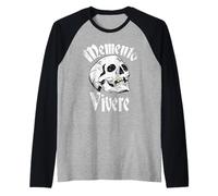 Memento Vivere Tatuaggio Teschio Stoico Filosofi Maglia con Maniche Raglan