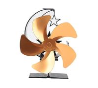 MEMEWOCA Ventilatore per stufa a legna a 5 pale, ventilatore per camino alimentato dal calore per stufe a legna e bruciatori di tronchi, ventilatore a circolazione d’aria ultra silenzioso (Oro)