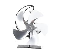 MEMEWOCA Ventilatore per stufa a legna a 5 pale, ventilatore per camino alimentato dal calore per stufe a legna e bruciatori di tronchi, ventilatore a circolazione d’aria ultra silenzioso (Argento)