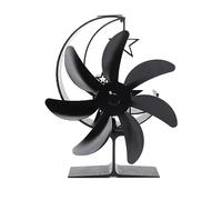 MEMEWOCA Ventilatore per stufa a legna alimentato dal calore, modello Moon a 7 pale, funzionamento silenzioso, ventilatore in lega di alluminio per bruciatore a tronchetti, adatto a (Nera)
