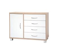 MeMi Me1402RSBF Credenza, Legno, Sonoma/Bianco Frassinato, 40x98x78.5 cm