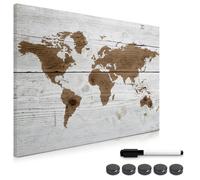 Navaris Memo Board Lavagna Magnetica 70x50cm - Lavagnetta Scrivibile Cancellabile con 1x Pennarello e 5X Calamite - Bacheca Design Mappamondo