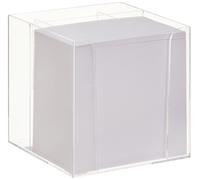 Memo Box with Pen Holder Clear Glass/Paper White