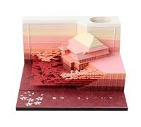 Memo Pad 3D, memo Pad 3D Art Sticky Notes, 3D Kiyomizu Temple Paper Sculpture Art Memo Pad, Hand Tear Non-Sticky Notes con scatola acrilica, Creative Artsy Pads, Desktop Decoration Crafts Gift