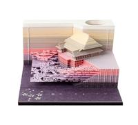 Memo Pad 3D, memo Pad 3D Art Sticky Notes, 3D Kiyomizu Temple Paper Sculpture Art Memo Pad, Hand Tear Non-Sticky Notes con scatola acrilica, Creative Artsy Pads, Desktop Decoration Crafts Gift