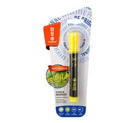 memobe MM012-20 - Pennarello a gesso, tratto 2 - 3 mm, punta rotonda in feltro, con inserimento uniforme dell'inchiostro, cancellabile, per tutte le lavagne in vetro e gesso, giallo fluo