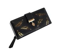 MEMOFYND 1 astuccio lungo per carte di credito con più scomparti per carte di credito e scomparti, portafoglio da donna, pochette, mini portamonete con cerniera di grande capacità (nero).