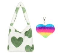 MEMOFYND 1 borsa a tracolla a forma di cuore con 1 ciondolo a forma di cuore, borsa grande capacità, borsa per il tempo libero da donna, adatta per lavoro, scuola, viaggi (verde), verde, Einheitsgröße