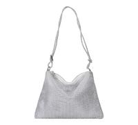 MEMOFYND 1 borsa a tracolla con diamanti alla moda, accessorio per cene alla moda, semplice pochette, elegante borsa da donna, organizer portatile, adatto per matrimonio, ballo di fine anno (argento),