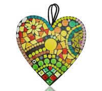 MEMOFYND 1 confezione di ornamenti a forma di cuore a mosaico colorato ciondolo a forma di cuore, ornamenti per scultura in resina, statue d'amore lucide, adatte per interni ed esterni, decorazione da