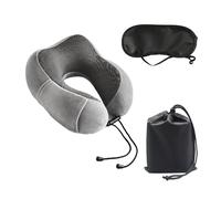 MEMOFYND 1 cuscino da viaggio in memory foam, con maschera per gli occhi, custodia, cuscino semicircolare, cuscino per pisolino, adatto per impiegati in ufficio, un must have per i viaggi (grigio)