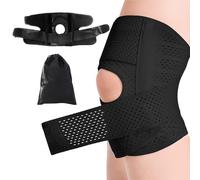 MEMOFYND 1 ginocchiera regolabile con 1 tasca per riporre le ginocchia, ginocchiere elastiche morbide, ginocchiere sportive regolabili, supporto ortopedico, adatto per sport, fitness (nero)