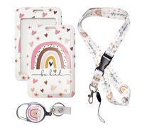 MEMOFYND 1 Pezzo Di Porta Carte Con Fibbia Arcobaleno Facile Da Tirare, Porta Carte Dell'amore Con Cordino Retrattile, Porta Carte Con Stampa Bohémien, PUò Contenere Badge Di Lavoro, Carte D'identità