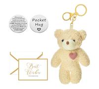 MEMOFYND 1 pezzo Pocket Bear Hug con 1 portachiavi, 1 biglietto di ringraziamento e 1 token tascabile, regalo per l'inizio della scuola