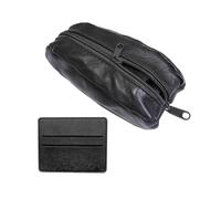 MEMOFYND 1 portamonete in pelle con 1 porta carte in pelle, strumento di archiviazione portatile, mini portamonete, borsa per chiavi singola (nero)., Nero , 7*11 cm