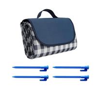 MEMOFYND 1 tappetino da picnic blu con 4 rivetti da pavimento blu, tappeto impermeabile per esterni, pieghevole e portatile, adatto per campeggio, parchi, giardini, spiagge e uso esterno.