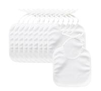 MEMOFYND 10 bavaglini bianchi per bambini (18 x 18 cm), sciarpa impermeabile, triangolo per bambini, asciugamano impermeabile, taglia unica, Bianco, Taglia unica