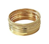 MEMOFYND 14 bracciali in oro e acciaio inox, decorativi a mano, per donne e ragazze, 7,0 cm, Acciaio inossidabile