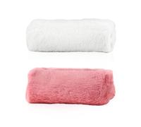 MEMOFYND 2 Astucci in Peluche con Cerniera per Cancelleria e Cosmetici, Portapenne da Ragazza, Rosa/Bianco, 21*9*6cm, Carino