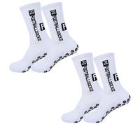 MEMOFYND 2 paia di calzini da calcio, antiscivolo, sportivi, con punti in gomma, traspiranti e traspiranti, unisex, adatti per calcio, basket, escursionismo, bianco, bianco, 36-46