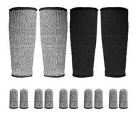 MEMOFYND 2 paia di maniche antitaglio, 10 dita anti-taglio, protezioni per braccia, protezione per esterni alla moda, unisex adulti, nero, grigio, Medium (20 cm), HPPE