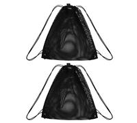 MEMOFYND 2 Pezzi Borsa Con Cordoncino, Zaino in Rete Regolabile, Organizer Da Viaggio, Borsa Per Giocattoli Da Spiaggia, Zaino Da Ciclismo (Nero), 45*40cm
