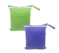 MEMOFYND 2 sacchetti impermeabili per pannolini, cosmetici, separazione di vestiti asciutti e bagnati, adatti per nuoto, viaggi e uso domestico (verde, viola), verde erba, viola, 30 * 36, Borsa per