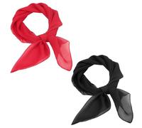 MEMOFYND 2 sciarpe quadrate in chiffon, colore nero e rosso, 65 x 65 cm, da donna, sciarpa di seta, accessori retrò