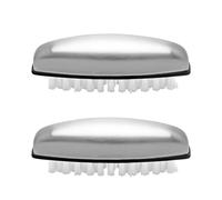 MEMOFYND 2 spazzole per il lavaggio a mano, in acciaio inox, per la pulizia delle unghie, per la cucina e il bagno, 10,2 x 3,2 x 3,3 cm, colore: argento
