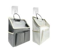 MEMOFYND 2 tasche da appendere con 2 ganci, borsa da bagno, organizer da parete, organizer da bagno, organizer da appendere per riporre abiti (crema, grigio)