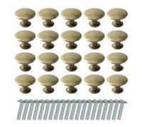 MEMOFYND 20 maniglie per porte dell'armadio in ottone colore con viti, accessori decorativi per cassetti, maniglie monoforo, pomelli per mobili retrò, pomelli rotondi per armadi (21 x 30 mm)