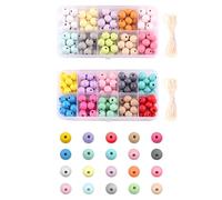 MEMOFYND 240 perline di legno colorate, 10 mm, rotonde, 240 pezzi, colore, legno di loto, bracciali, artigianato, decorazione