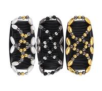 MEMOFYND 3 pettini per capelli con perline, versatile pettine per capelli, da donna, clip per pettine, clip elastica per capelli, adatto per la creazione di diverse acconciature (nero, bianco, oro)