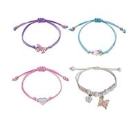 MEMOFYND 4 Bracciali Colorati per Bambini con Animali dei Cartoni Animati, Braccialetti dell'Amicizia Intrecciati Regolabili, Adatti per Regali di Compleanno, Verstellbar