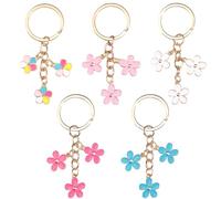MEMOFYND 5 pezzi portachiavi da donna, grazioso ciondolo a mano, fibbia in metallo a fiore, adatto per accessori tascabili, portachiavi (5 colori), Colore: rosa., Taglia unica