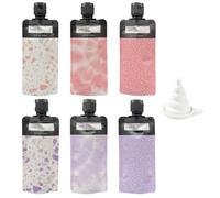 MEMOFYND 6 bottiglie da viaggio da 90 ml e 1 imbuto, beauty case per il viaggio, sacchetti per liquidi imbottigliati, contenitori per cosmetici per la conservazione divisa (rosa, viola)