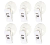 MEMOFYND 6 ganci bianchi con ventose, clip fisse, clip a ventosa, clip per biglietti di parcheggio, clip trasparenti per auto