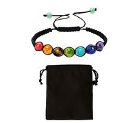 MEMOFYND Braccialetto di equilibrio yoga e diffusione con pietre fortunate, 1 braccialetto e 1 borsa di immagazzinaggio in velluto, arcobaleno