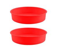 MEMOFYND Confezione da 2 stampi rotondi da 8 pollici, stampi per torte in silicone, stampi per torte, accessori da forno, utensili da cucina, resistenti al calore e alle alte temperature (rosso)
