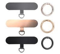 MEMOFYND Confezione Da 3 Cuscinetti per Cellulare in Metallo Con 3 Fibbie Circolari, Catena per Cellulare, Cover Universale per Cellulare (Oro Rosa, Argento, Nero)