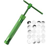 MEMOFYND Estrusore a 1 tono con 20 punte diverse, estrusore in acciaio inox, affettatrice di argilla, strumenti di argilla, caramelle morbide, decorazione torta set di attrezzi (verde)
