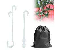 MEMOFYND Ganci per Pomodoro da 200 Pezzi con 1 Sacchetto Nero in Tessuto Non Tessuto, Gancio per Frutta per Piante, Gancio a Forma di J, Clip per Piante, Clip per Frutta, Gancio per Verdure