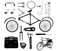 MEMOFYND Kit per bicicletta retrò fai da te 1 pezzo, replica classica di una bicicletta con dito, fornito con pompa, cestino e valigetta, adatto per adulti e bambini