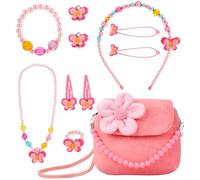 MEMOFYND Sacchetto di Gioielli Con Fiori - Set di Accessori Rosa per Ragazze, Ferro